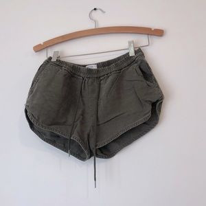 Aritzia Community army green size S linen shorts.